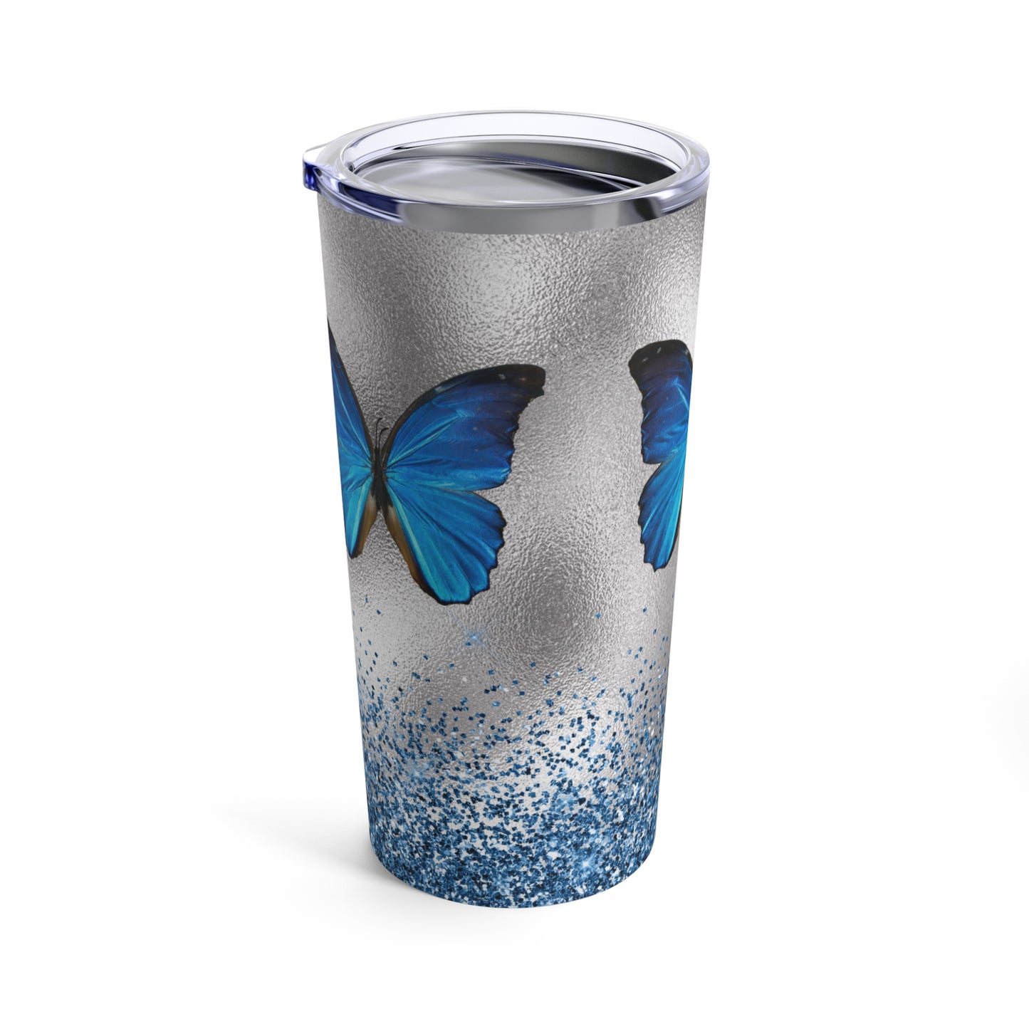 Tumbler 20oz - Blue Glitter Butterfly