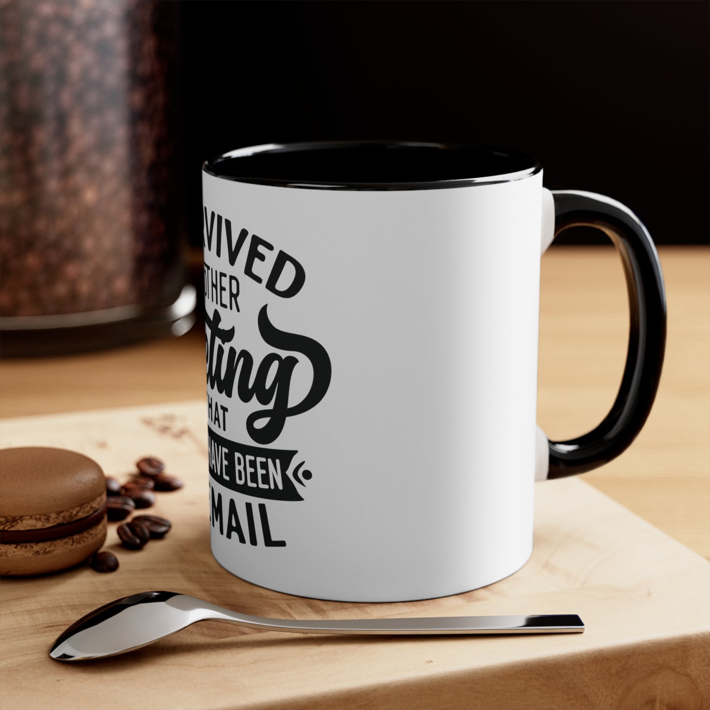 I Survived Another Meeting Two-Tone Mug