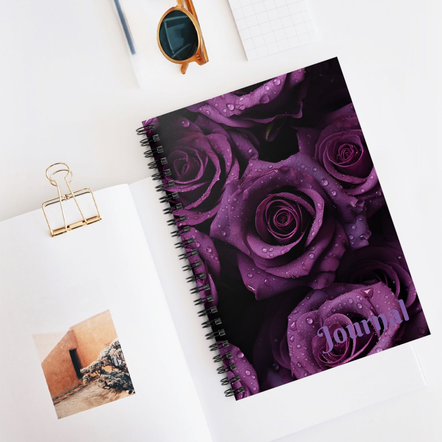 Purple Roses Spiral Notebook - Ruled Line