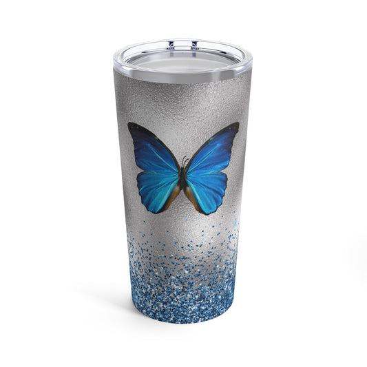 Tumbler 20oz - Blue Glitter Butterfly