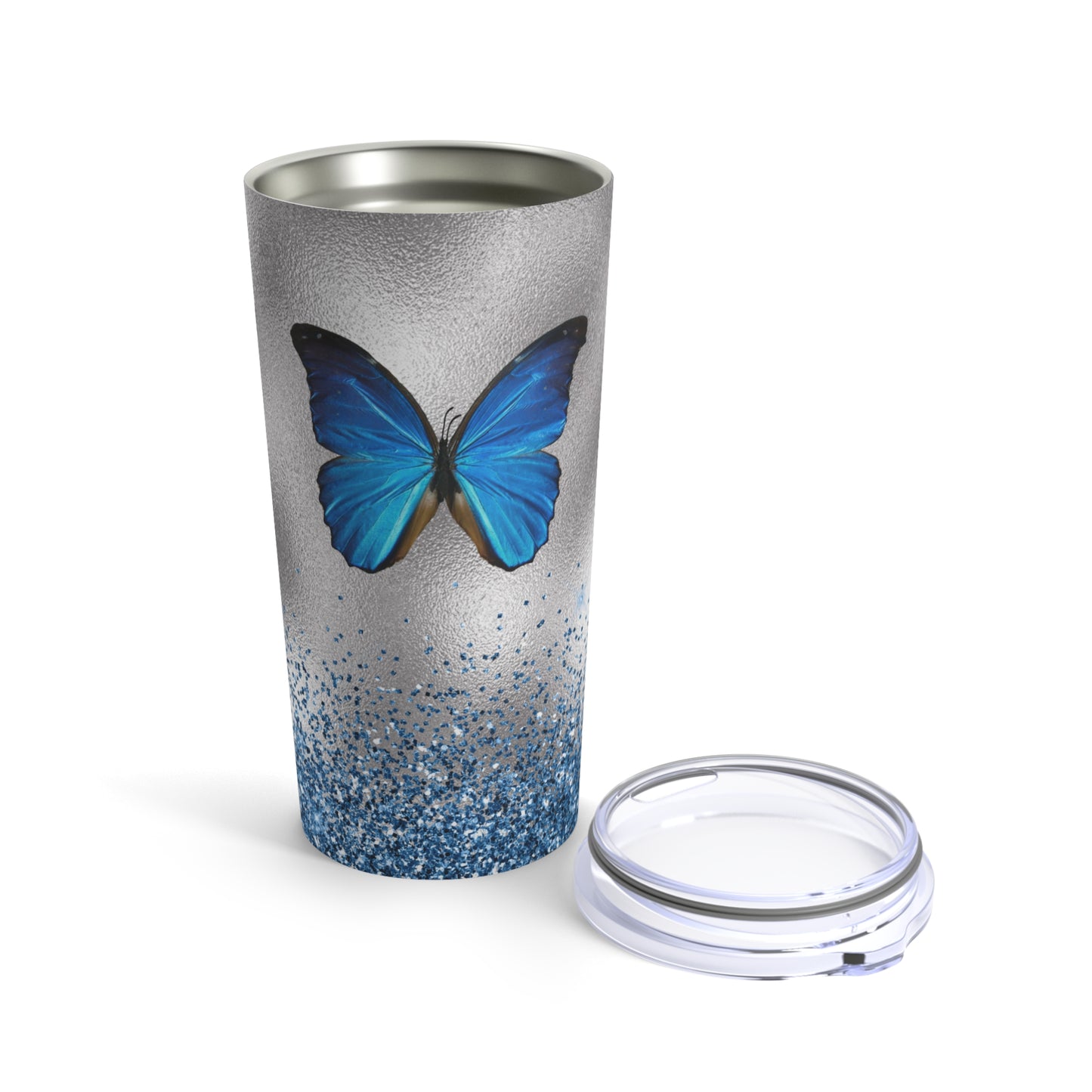 Tumbler 20oz - Blue Glitter Butterfly