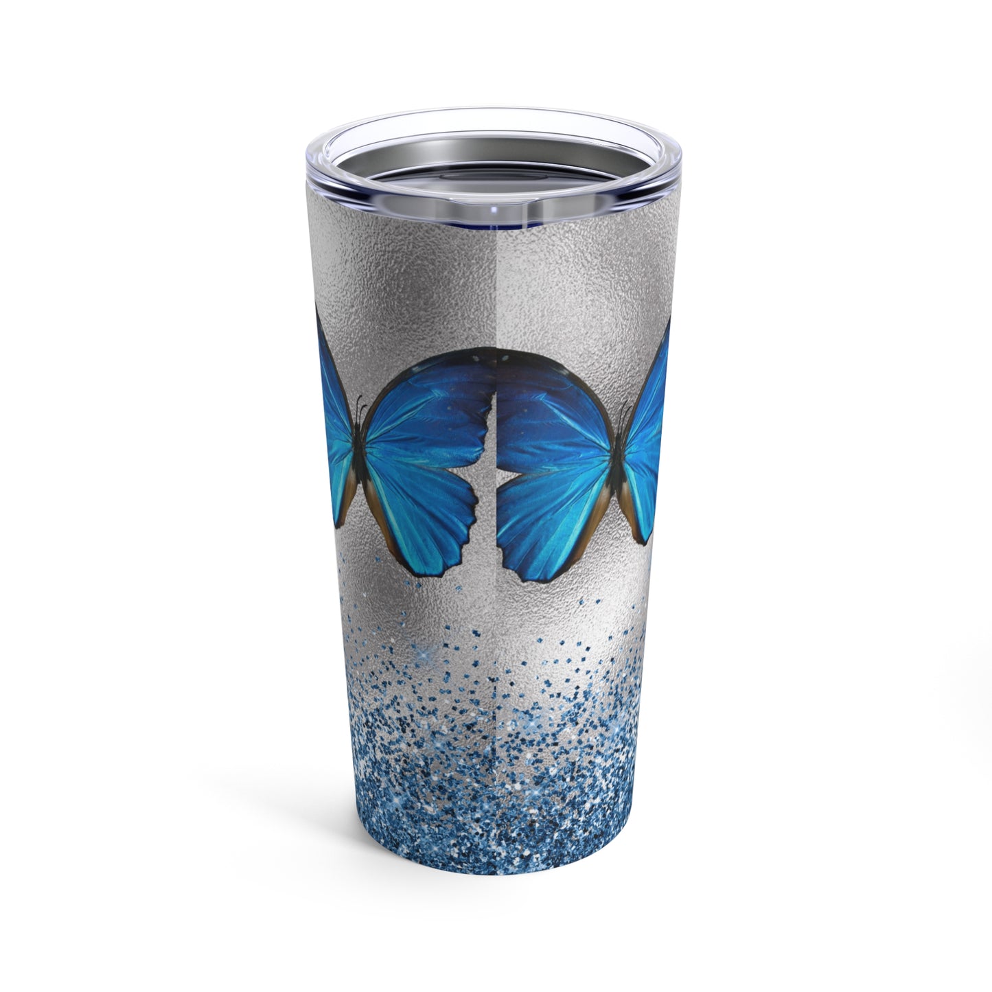 Tumbler 20oz - Blue Glitter Butterfly